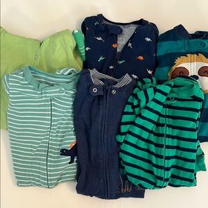 LOT! GUC 6 Pairs 9M Boy’s Pajamas PJs Onesies
